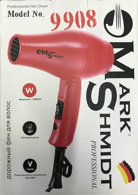 Фен дорожный «Mark Shmidt 9908» коралловый