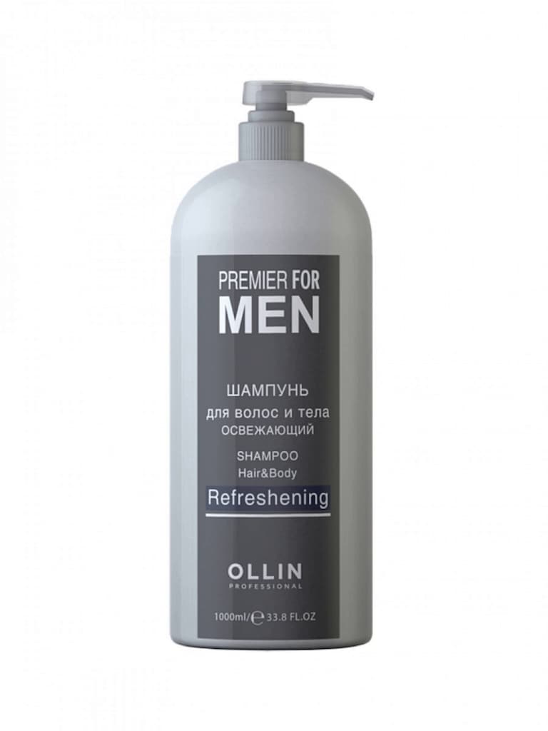 Шампунь для волос и тела освежающий OLLIN PREMIER FOR MEN,1000 мл